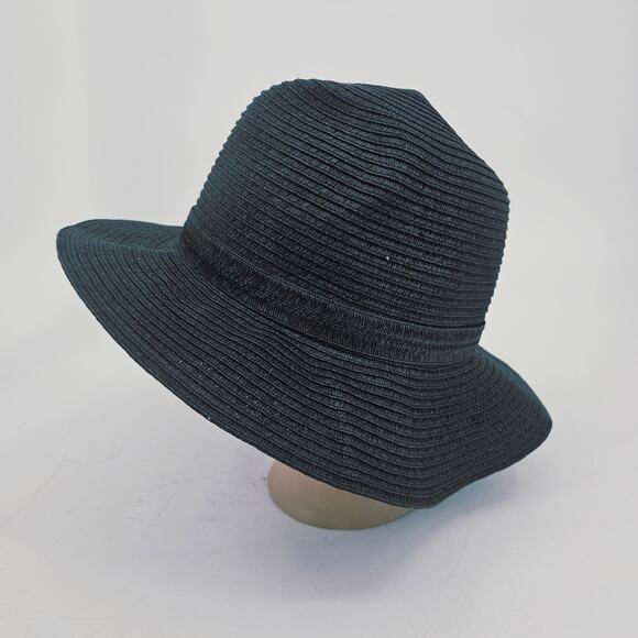 Shade & Shore Wide Brim Straw Floppy Hat Black Summer Spring Woven Golf Hat OS - Picture 2 of 6